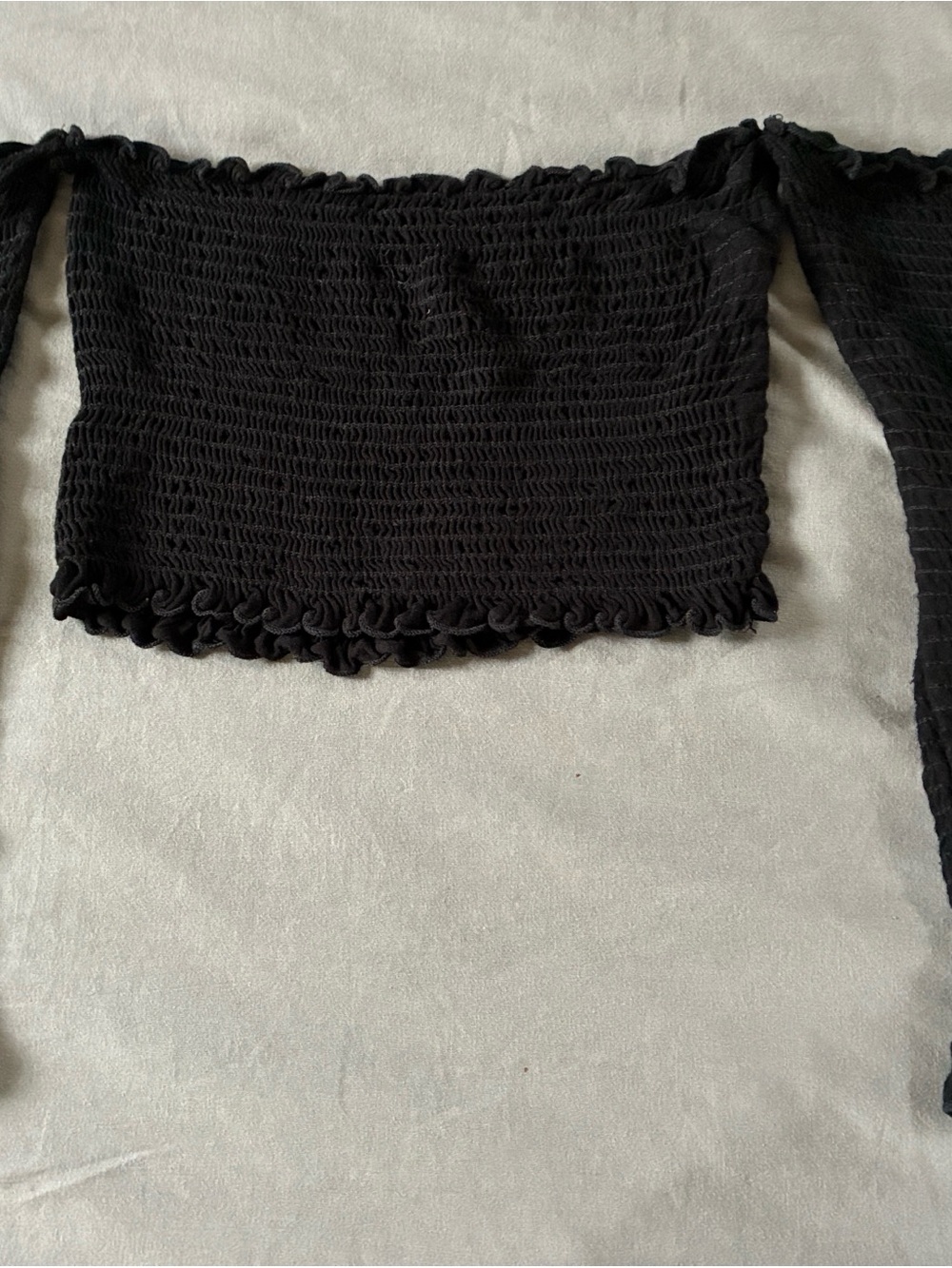 Nameless Black Smocked Off-Shoulder Crop Top